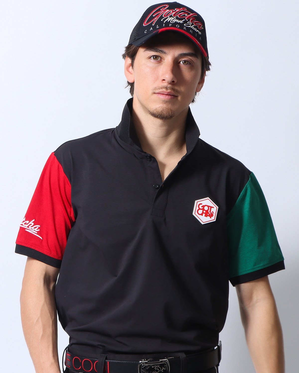 GOTCHA GOTCHA GOLF (ガッチャゴルフ) マルチカラー 切替 ポロ ガッチャ トップス ポロシャツ ブラック ホワイト ブルー【送料無料】