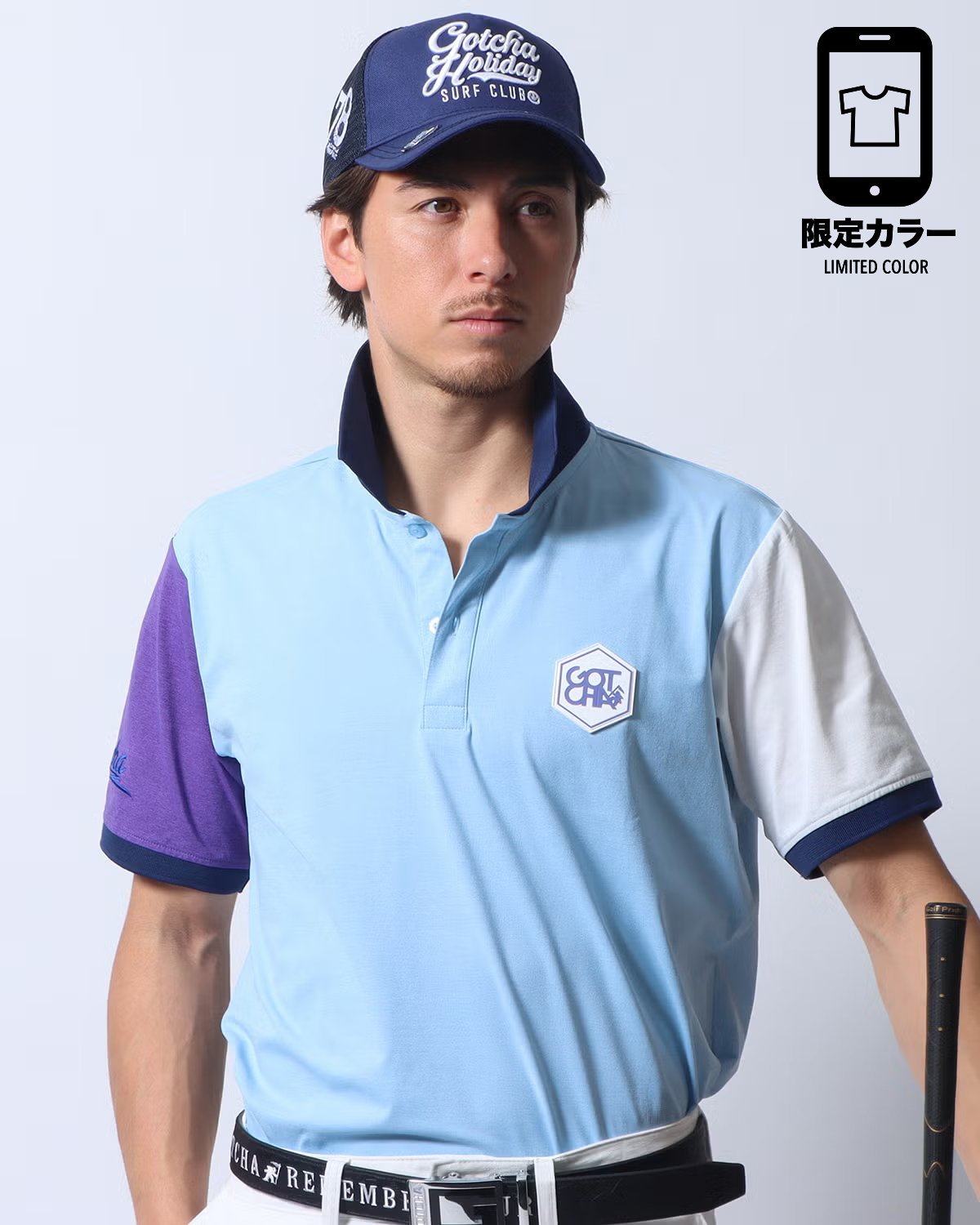 GOTCHA GOTCHA GOLF (ガッチャゴルフ) マルチカラー 切替 ポロ ガッチャ トップス ポロシャツ ブラック ホワイト ブルー【送料無料】