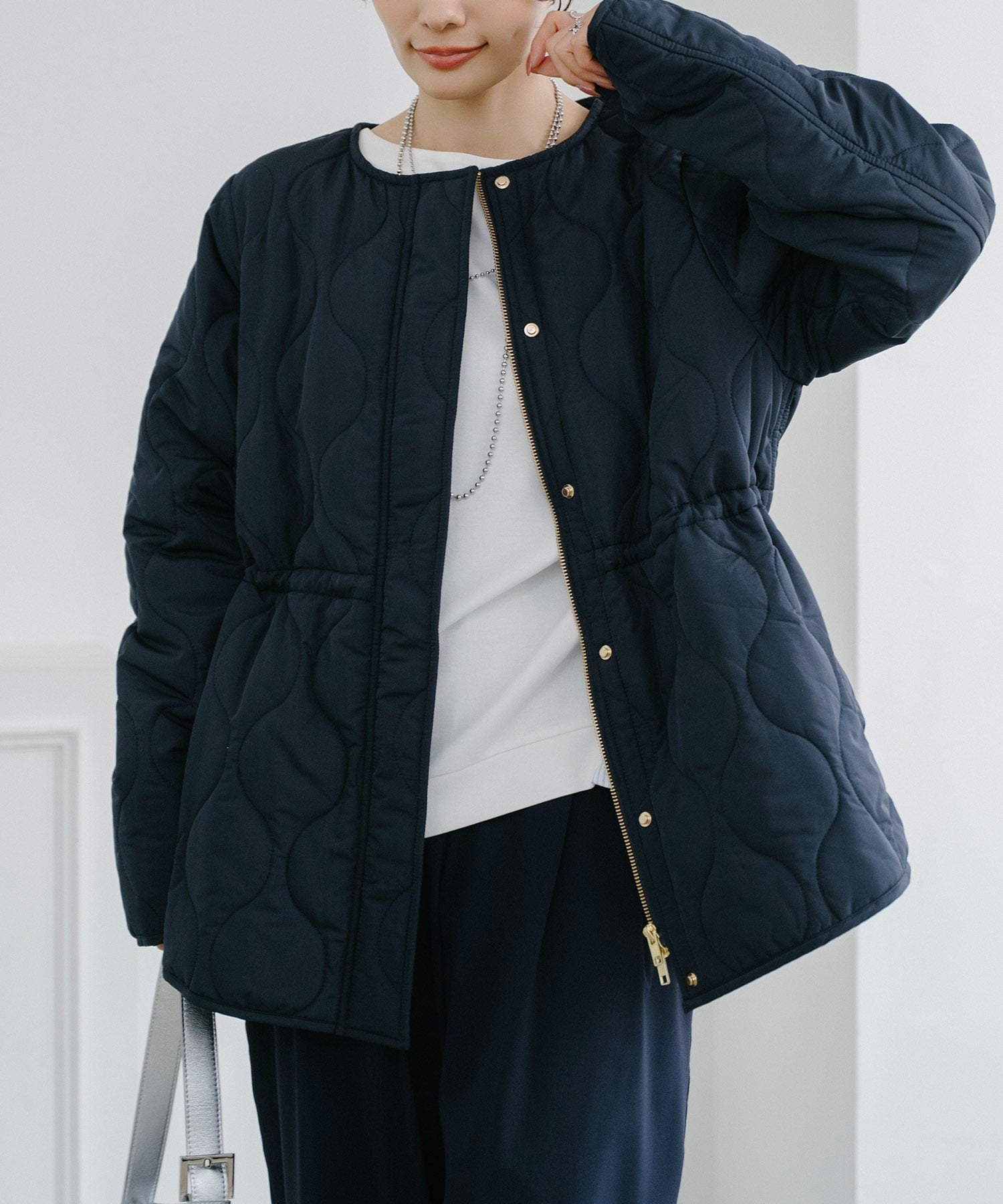 楽天市場】キルティング ジャケット（カラーネイビー）（レディース