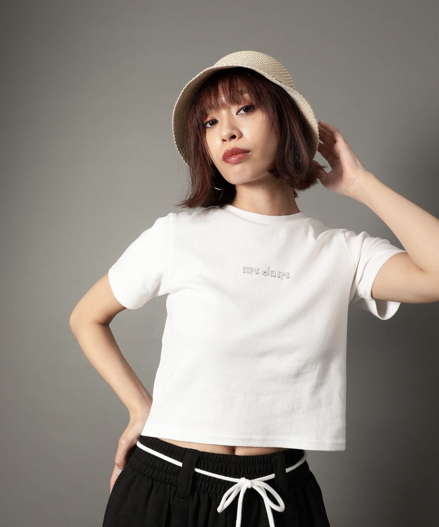 【SALE／70%OFF】Green Parks me Jane/ロゴコンパクトTシャツ グリーンパークス トップス カットソー・Tシャツ ブラック ホワイトのサムネイル