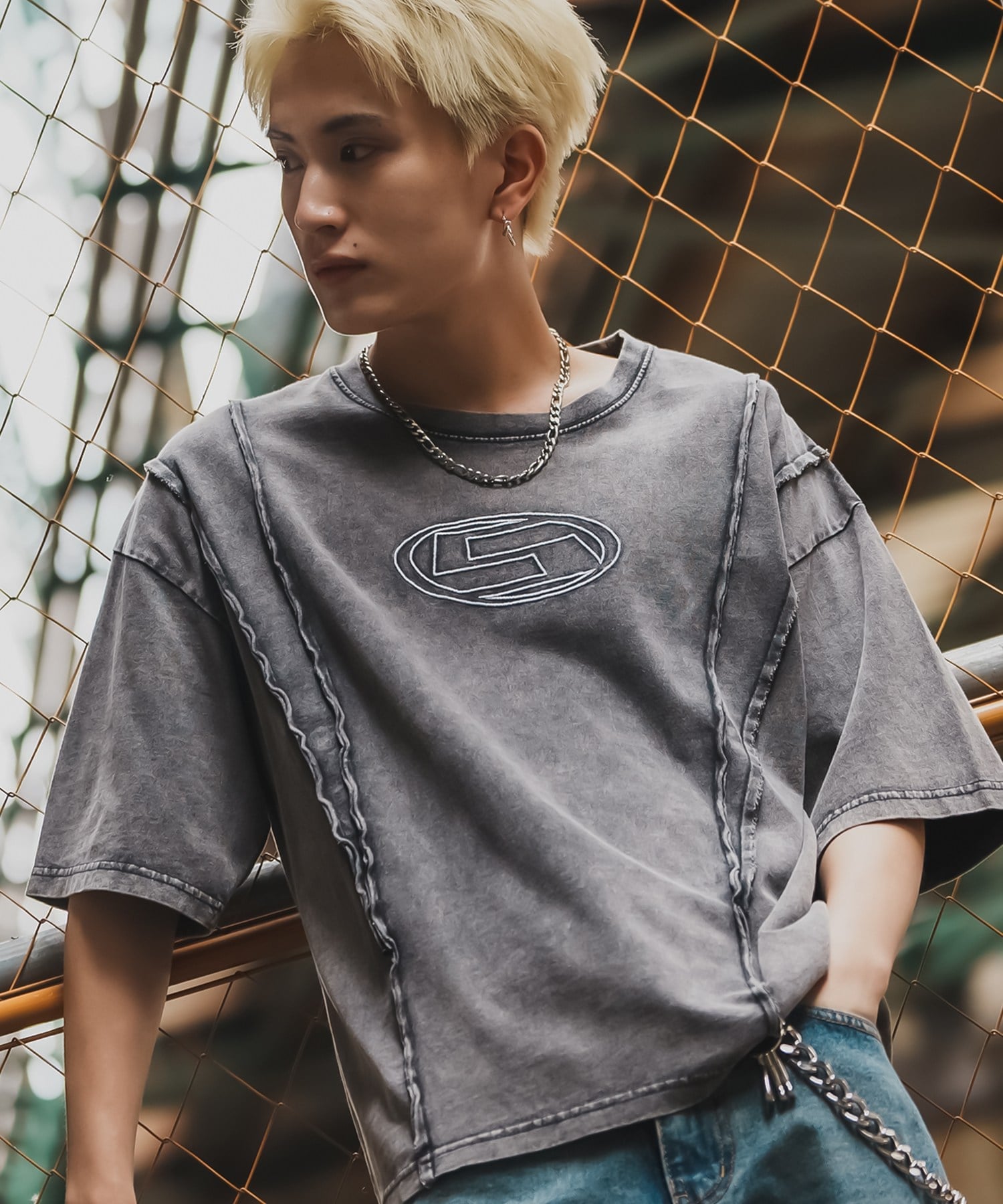 SIDEWAY STANCE SIDEWAY STANCE サイドウェイスタンス オーバル ロゴ グランジ 半袖T インプローブス トップス カットソー・Tシャツ ブラウン ブラック
