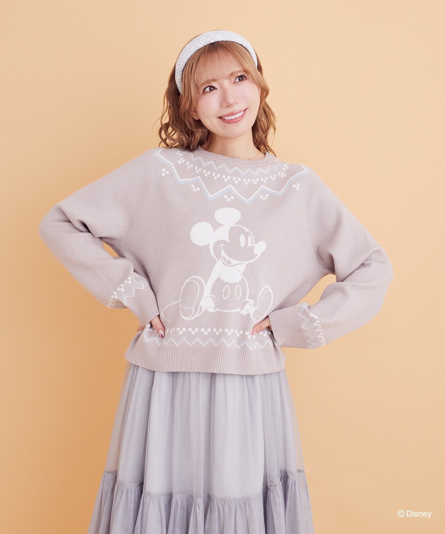 Areeam ミッキー/ノルディックニットプルオーバー アリーム トップス ニット ピンク【送料無料】