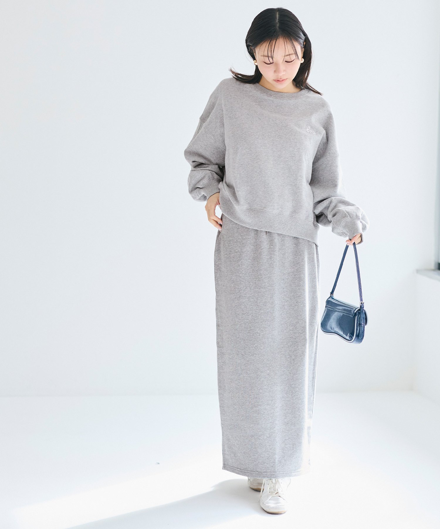 【SALE／25%OFF】coca 裏毛タイトスカート コカ スカート ロング・マキシスカート ホワイト グレー