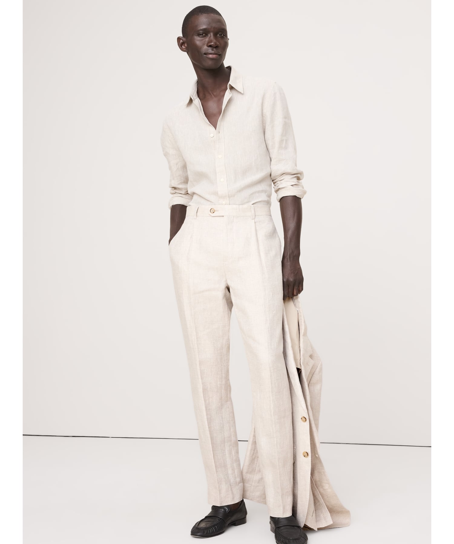 BANANA REPUBLIC (M)スリム ヘリンボーン リネン スーツパンツ バナナ・リパブリック パンツ スラックス・ドレスパンツ ベージュ【送料無料】