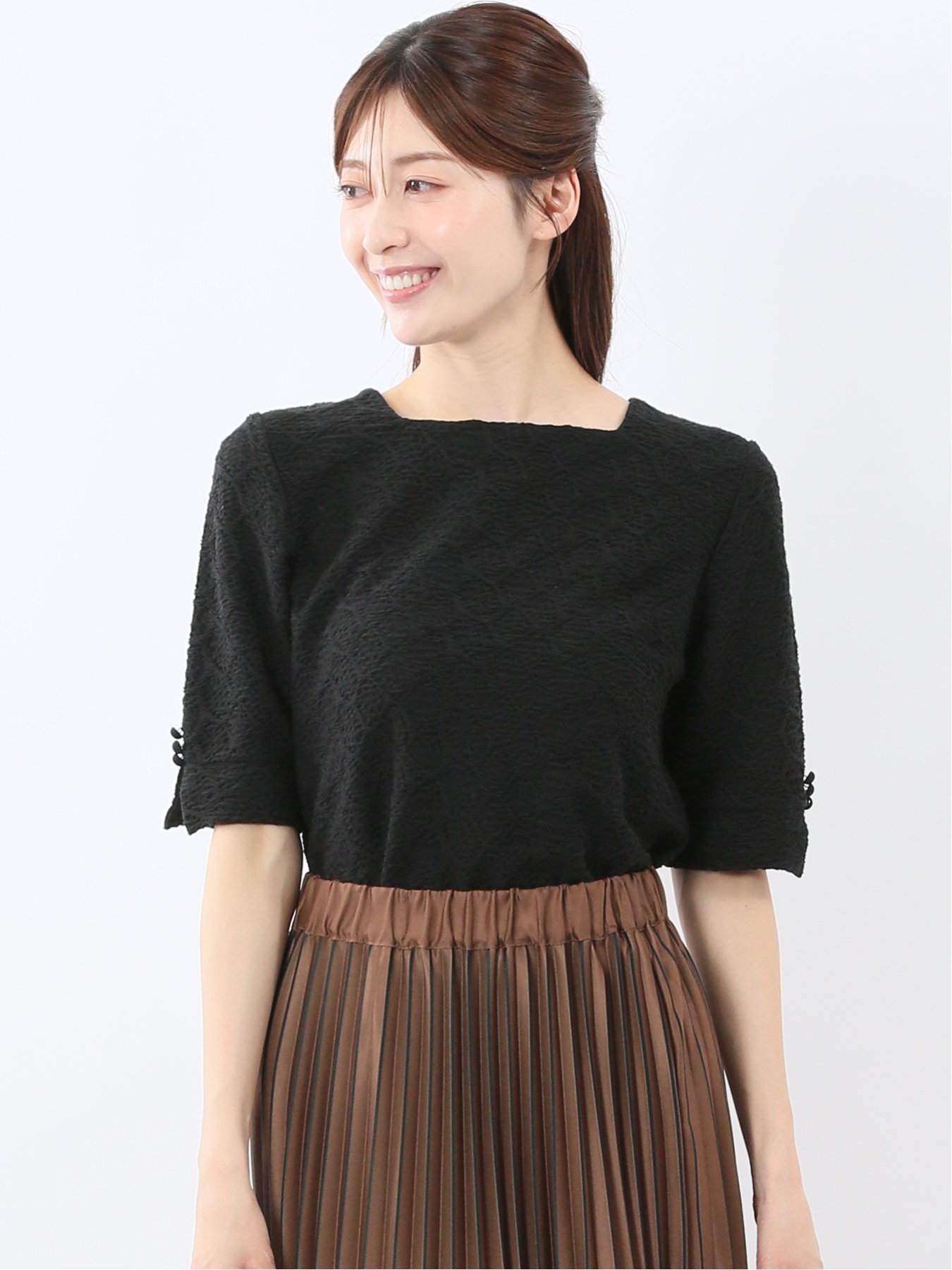 【SALE／10%OFF】m.f.editorial シャーリング スクエアネック 半袖 プルオーバー タカキュー トップス カットソー・Tシャツ ホワイト