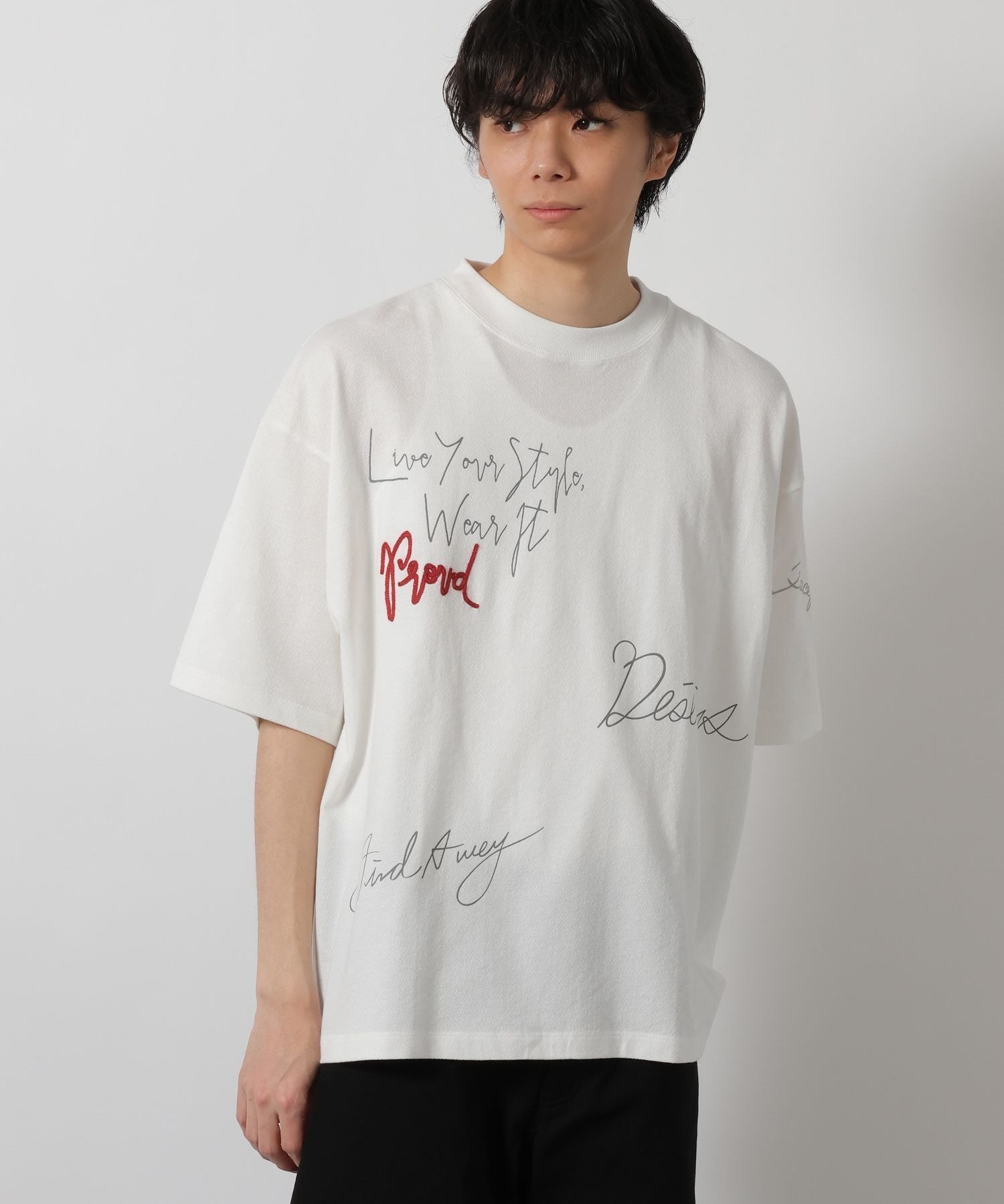 LAKOLE トビガラ梨地Tシャツ ラコレ トップス カットソー・Tシャツ ホワイト ブラック ブルー