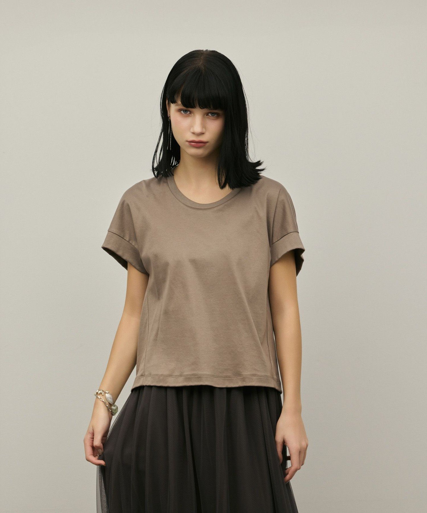 ルーズカットTシャツ グレースコンチネンタル トップス カットソー・Tシャツ ブラック ブラウン ホワイト ピンク グレー