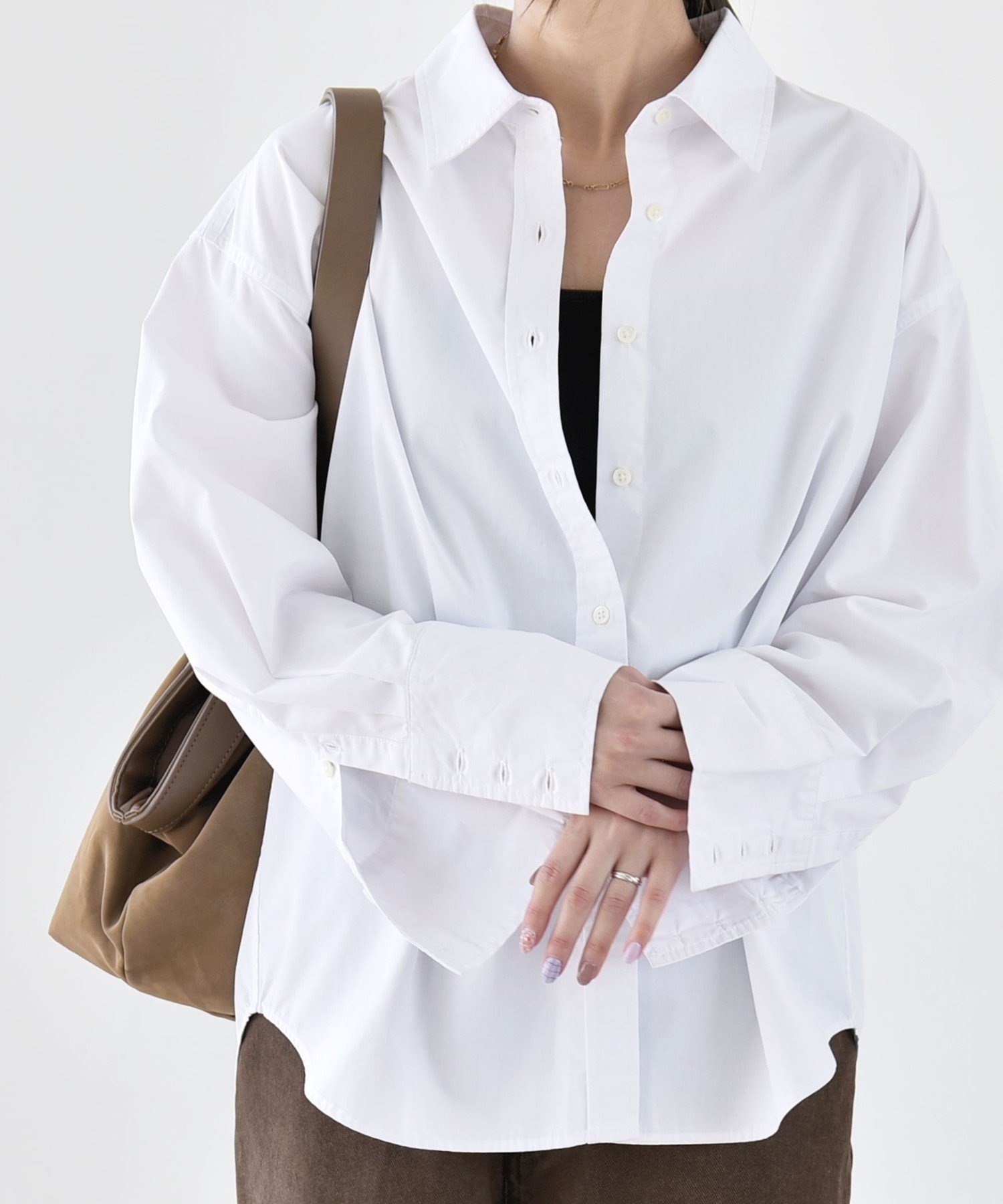 quaranciel 《予約》quaranciel:＜UVカット/洗濯機可能＞UNITO plus レギュラーカラー ルーズ シャツ シップス トップス シャツ・ブラウス ホワイト ネイビー