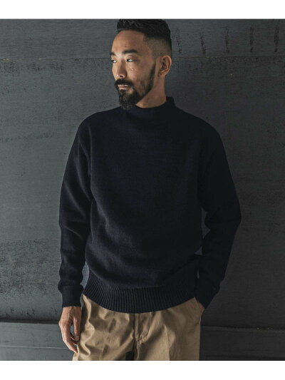 Military Moc Neck Sweater UF07-12B001: Navy Military Moc Neck Sweater UF07-12B001: Navy