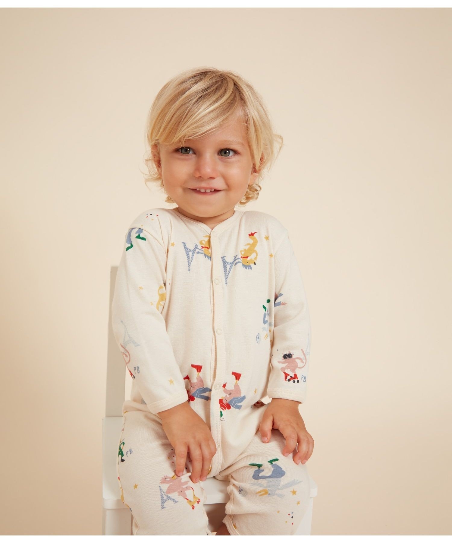 プチバトー　ベビー服 【SALE／10%OFF】PETIT BATEAU プリント足なしロンパース プチバトー マタニティウェア・ベビー用品 ロンパース・カバーオール ホワイト【送料無料】