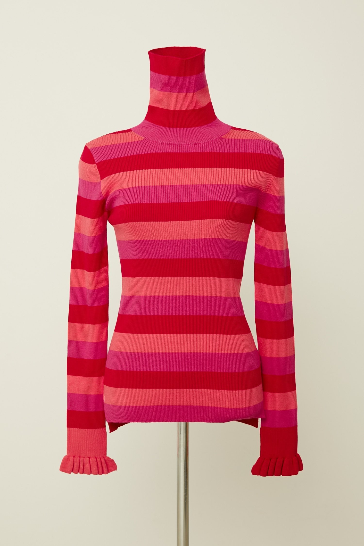 【SALE／10%OFF】HeRIN.CYE Cuff frill turtle neck 2 ヘリンドットサイ トップス ニット ピンク ホワイト ブルー【送料無料】