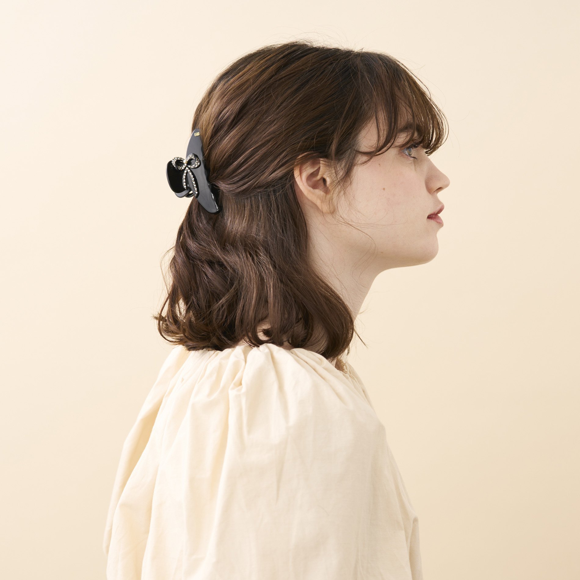 ALEXANDRE DE PARIS M クリップ アレクサンドル ドゥ パリ ヘアアクセサリー バレッタ・ヘアクリップ・ヘアピン ベージュ ブラック【送料無料】のサムネイル