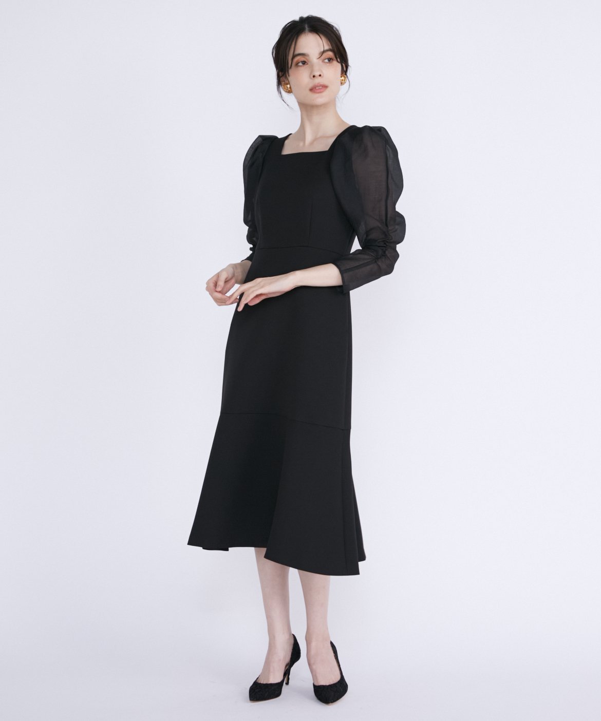 【SALE/70%OFF】Maglie par ef-de 《M Maglie le cassetto》スクエアネックマーメイドワンピース マーリエ ル カセット ワンピース・ドレス ワンピース ホワイト ブラック【送料無料】