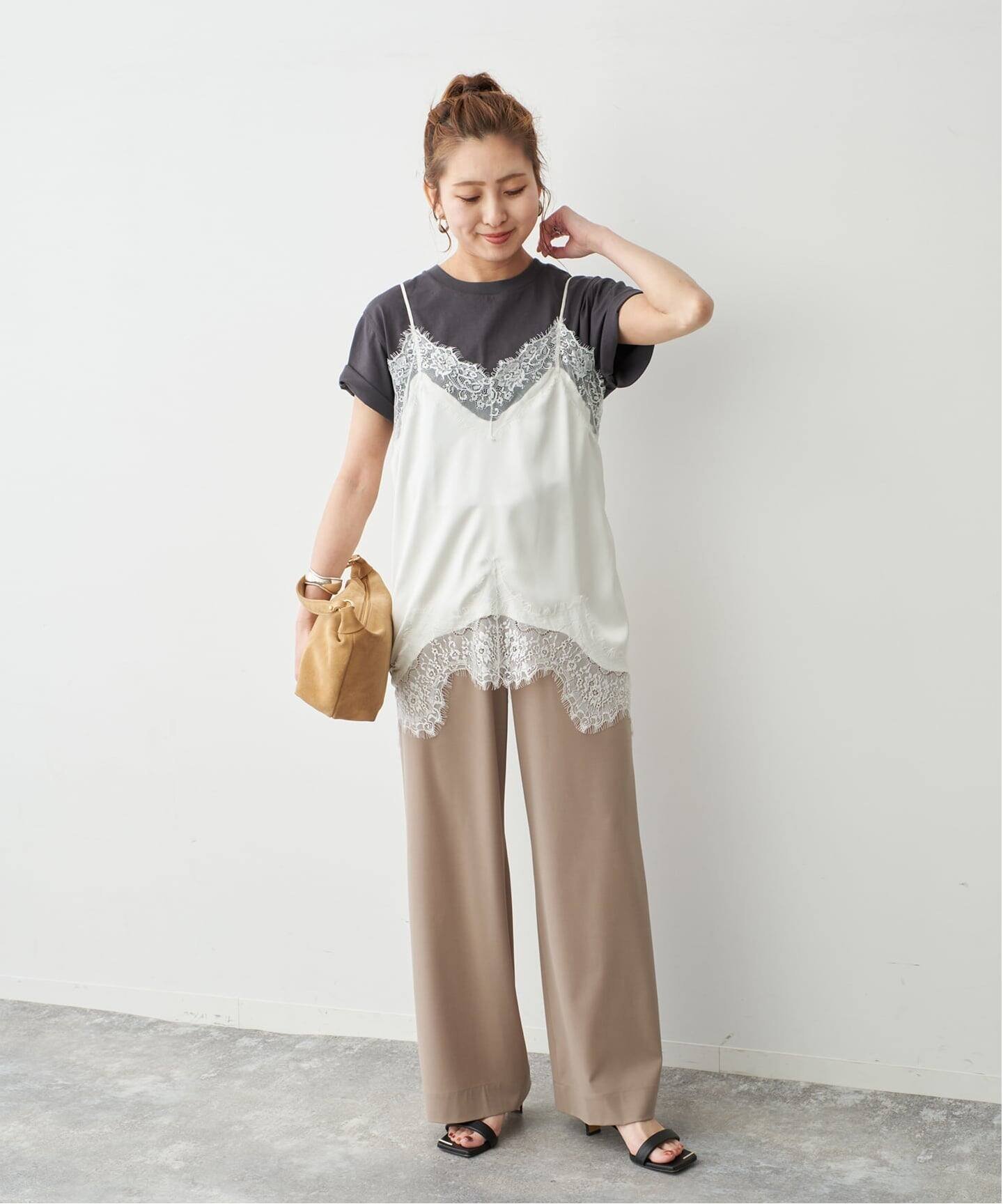 Spick & Span バックロゴTシャツ スピックアンドスパン トップス カットソー・Tシャツ グレー ピンク