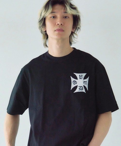 GA Cross Logo刺繍 S/S Tee(MENS) ジャックローズ トップス カットソー・Tシャツ ホワイト ブラック