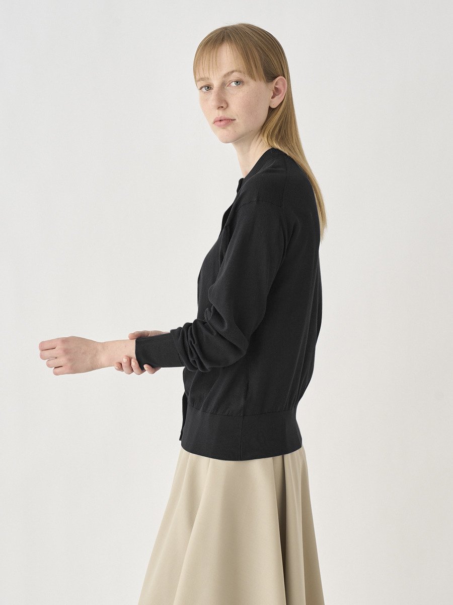 JOHN SMEDLEY クルーネック長袖コットンニットカーディガン | S4622 | 30G COMMON FIT ジョンスメドレー トップス ニット ブラック【送料無料】