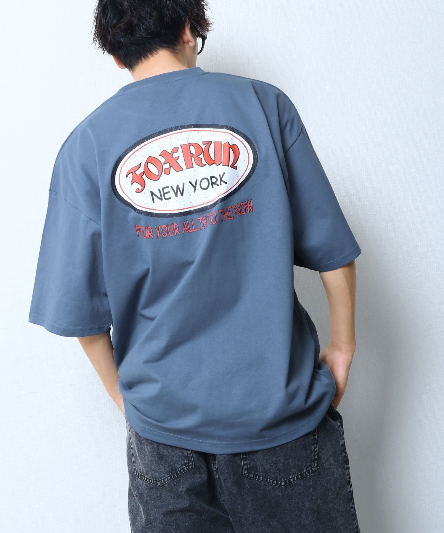 【SALE／10%OFF】ZIP Select FOX RUN ロゴグラフィックTシャツ ジップファイブ トップス カットソー・Tシャツ ブルー ホワイト ブラック