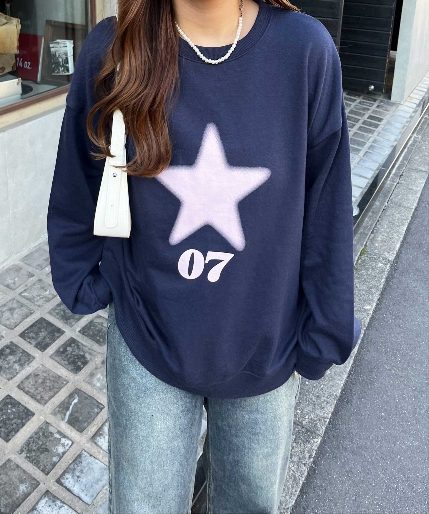【nelliy.】スターロゴスウェット ジーラ トップス カットソー・Tシャツ グレー ネイビー