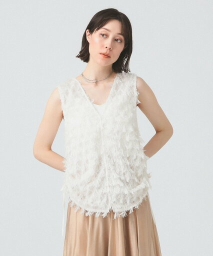 Ray BEAMS フリンジ 2WAY ジレ ブラウス ビームス ウイメン トップス シャツ・ブラウス ホワイト ブラック【送料無料】 Ray BEAMS フリンジ 2WAY ジレ ブラウス ビームス ウイメン トップス シャツ・ブラウス ホワイト ブラック【送料無料】
