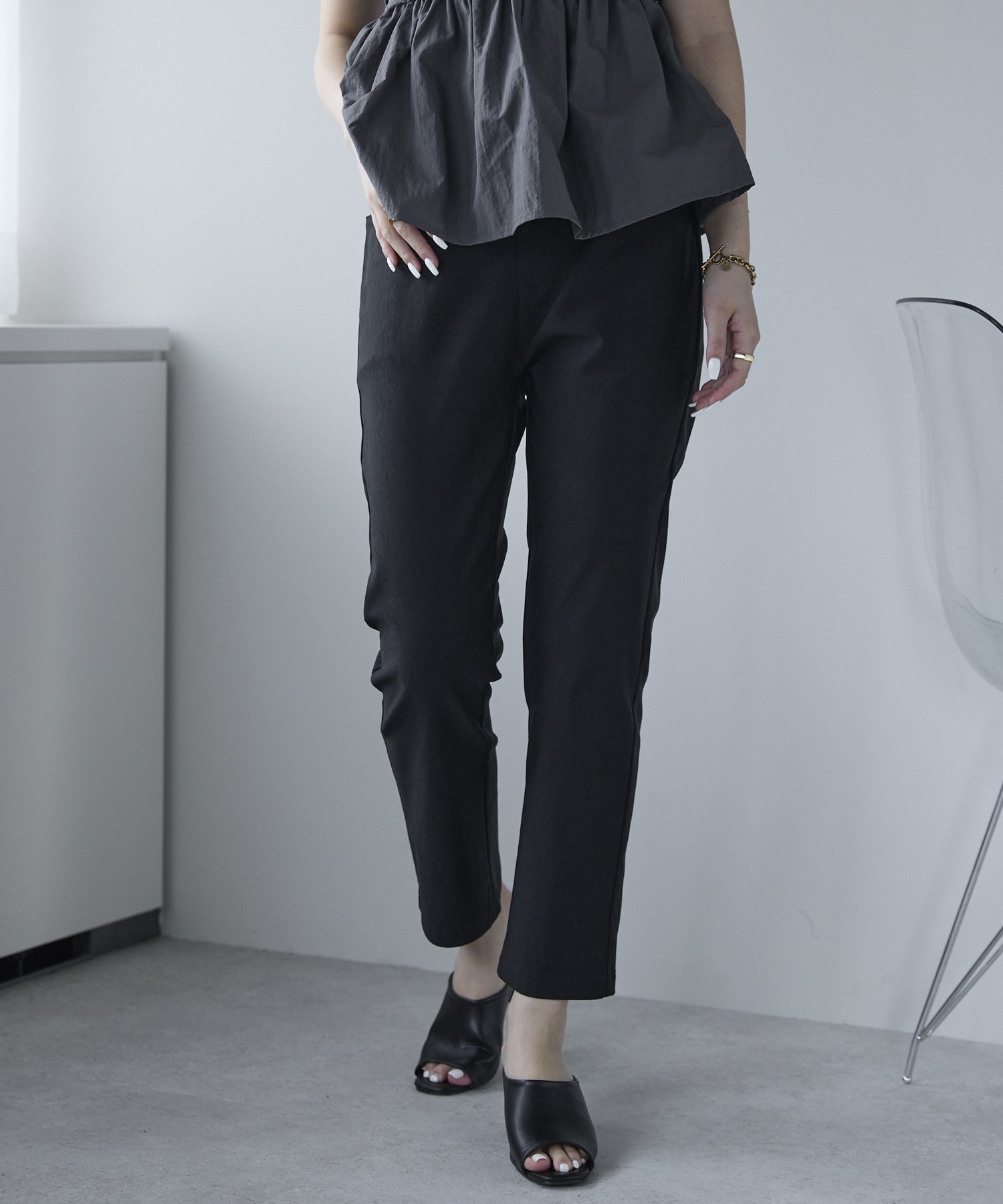 【SALE／46%OFF】CHiLL365 CHiLL365/(W)ストレッチツイルパンツ(アンクル丈) リラクロ パンツ その他のパンツ ベージュ ブラック ホワイト
