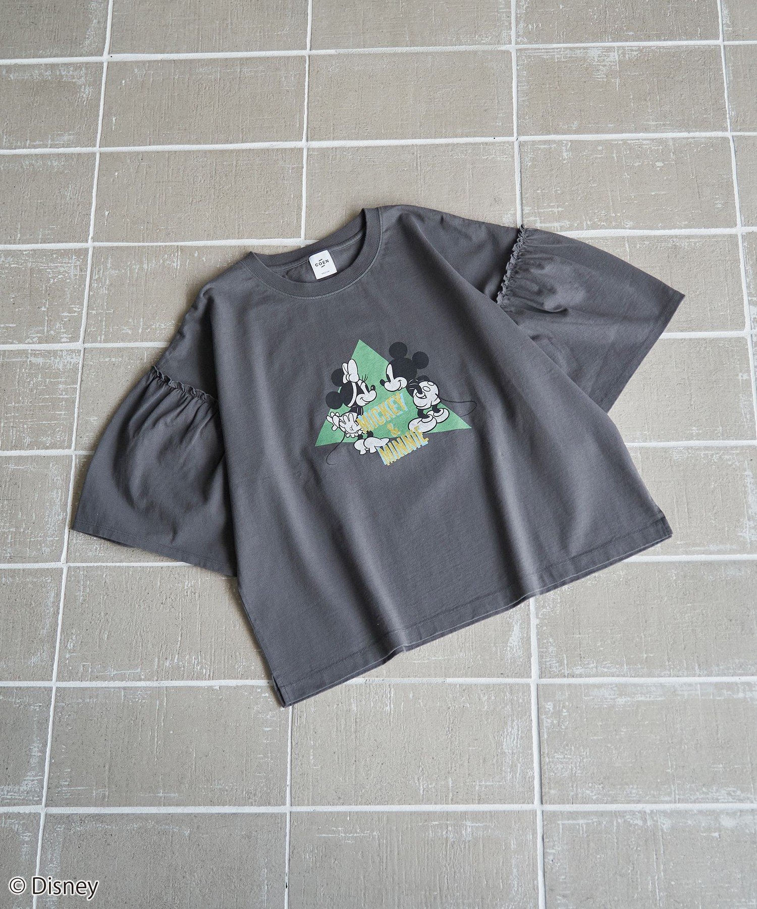 【SALE／15%OFF】coen 【MICKEY(ミッキー) / 別注】ミッキー&ミニー袖フレアTシャツ コーエン トップス カットソー・Tシャツ ホワイト グレーのサムネイル