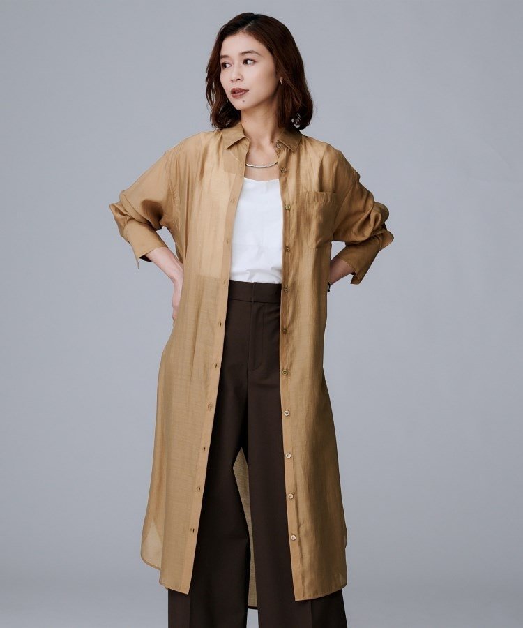 【SALE／60%OFF】UNTITLED 【ニットと重ね着に/前開きボタン】シアーロングシャツ ...