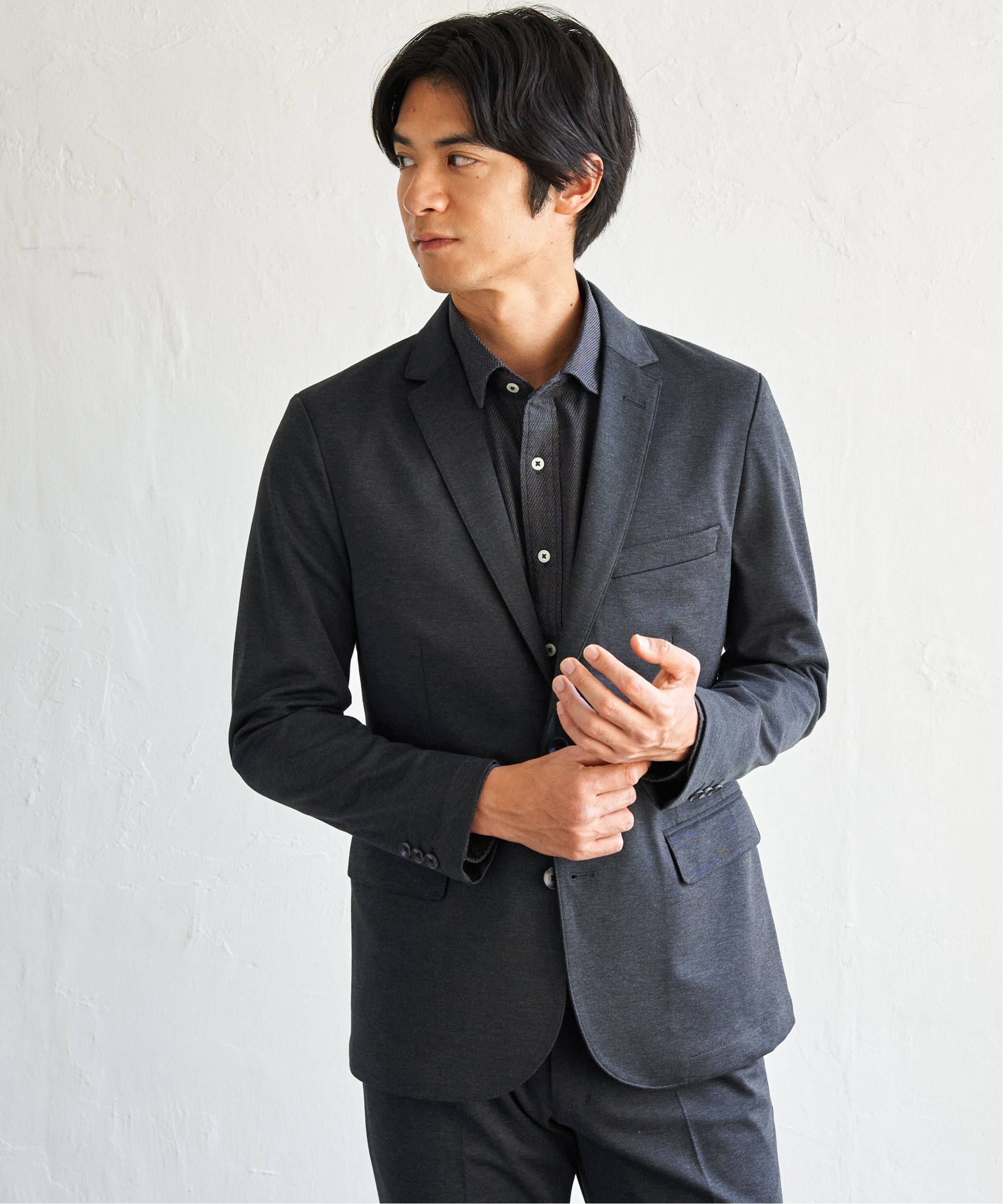 IKKA LOUNGE 【セットアップ対応】BLKバーズアイカノコジャケット イッカ ジャケット・アウター テーラードジャケット・ブレザー グレー ブルー【送料無料】