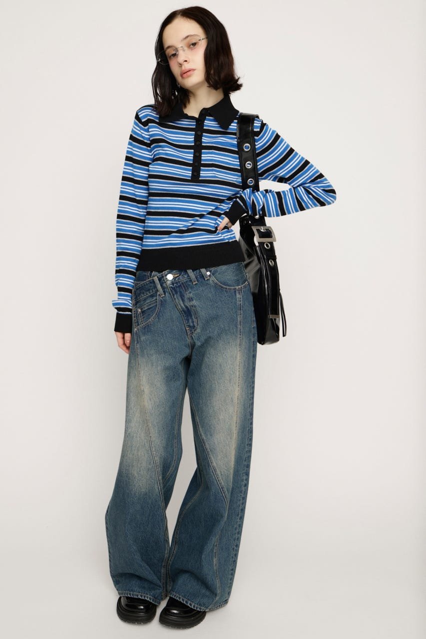 SLY HG KNIT POLO トップス スライ トップス ニット グレー