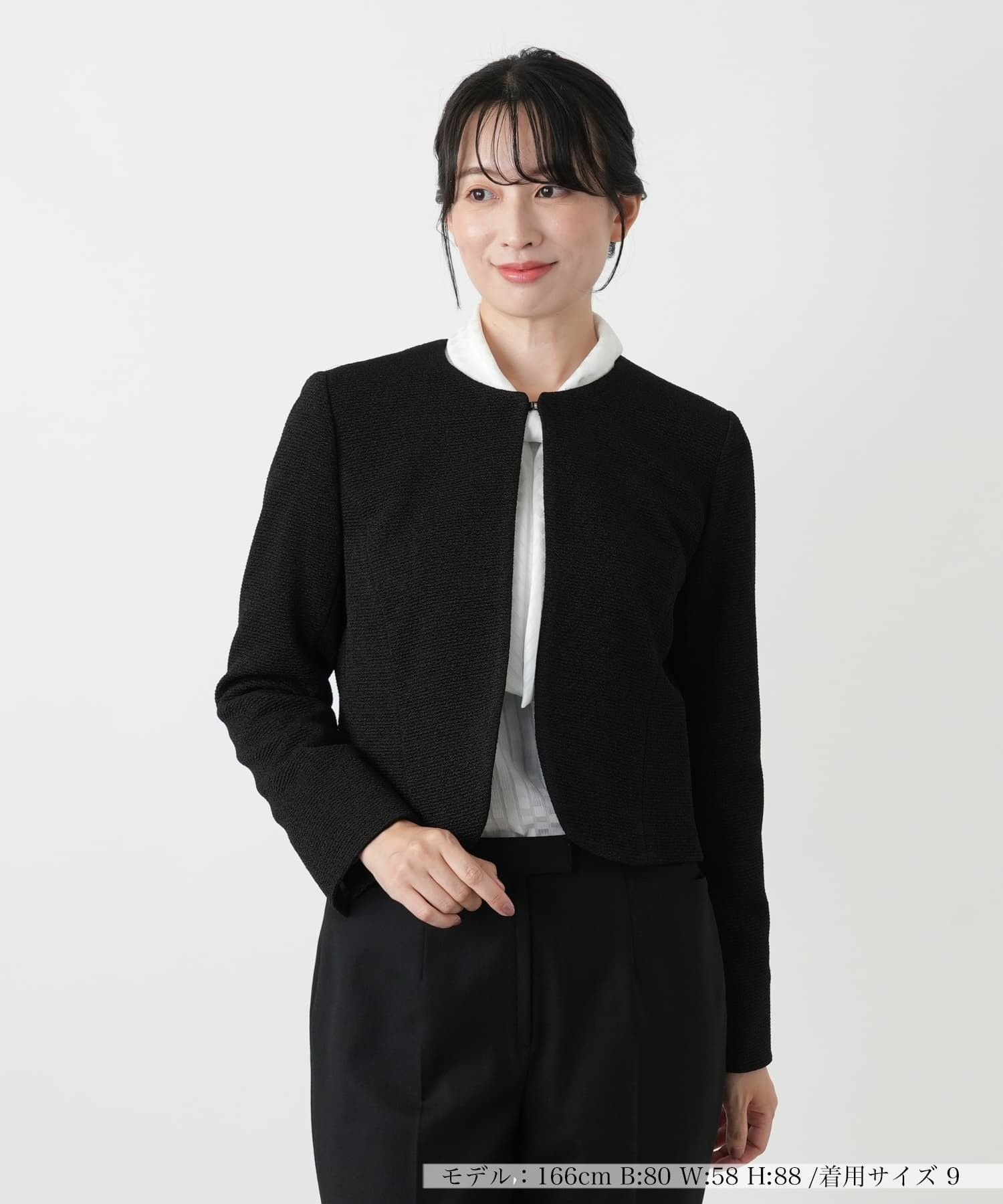 Leilian ノーカラージャケット【セレモニー】 レリアン ジャケット・アウター テーラードジャケット・ブレザー ベージュ ブラック