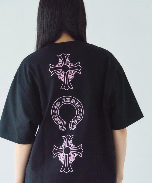 GA Color 刺繍&Print S/S Tee(MENS) ジャックローズ トップス カットソー・Tシャツ ブラック ホワイト