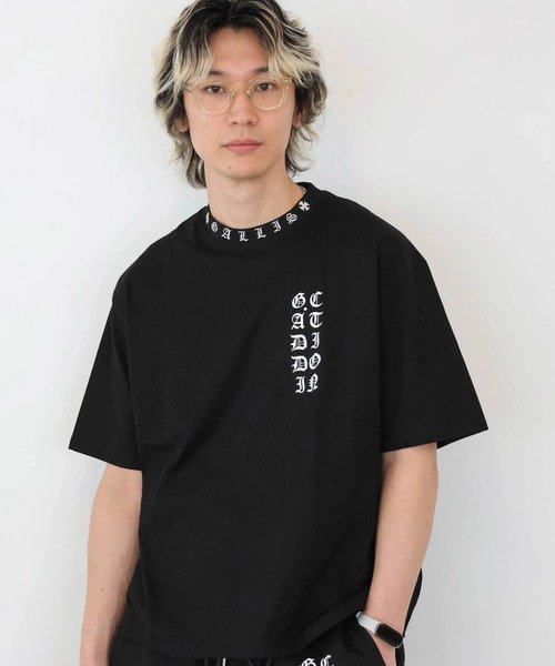 GA Color 刺繍&Print S/S Tee(MENS) ジャックローズ トップス カットソー・Tシャツ ブラック ホワイト