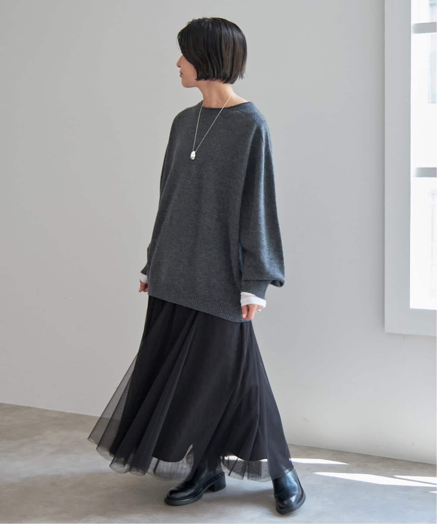 Spick & Span 《追加》チュールスカート スピックアンドスパン スカート ロング・マキシスカート ブラウン ブラック
