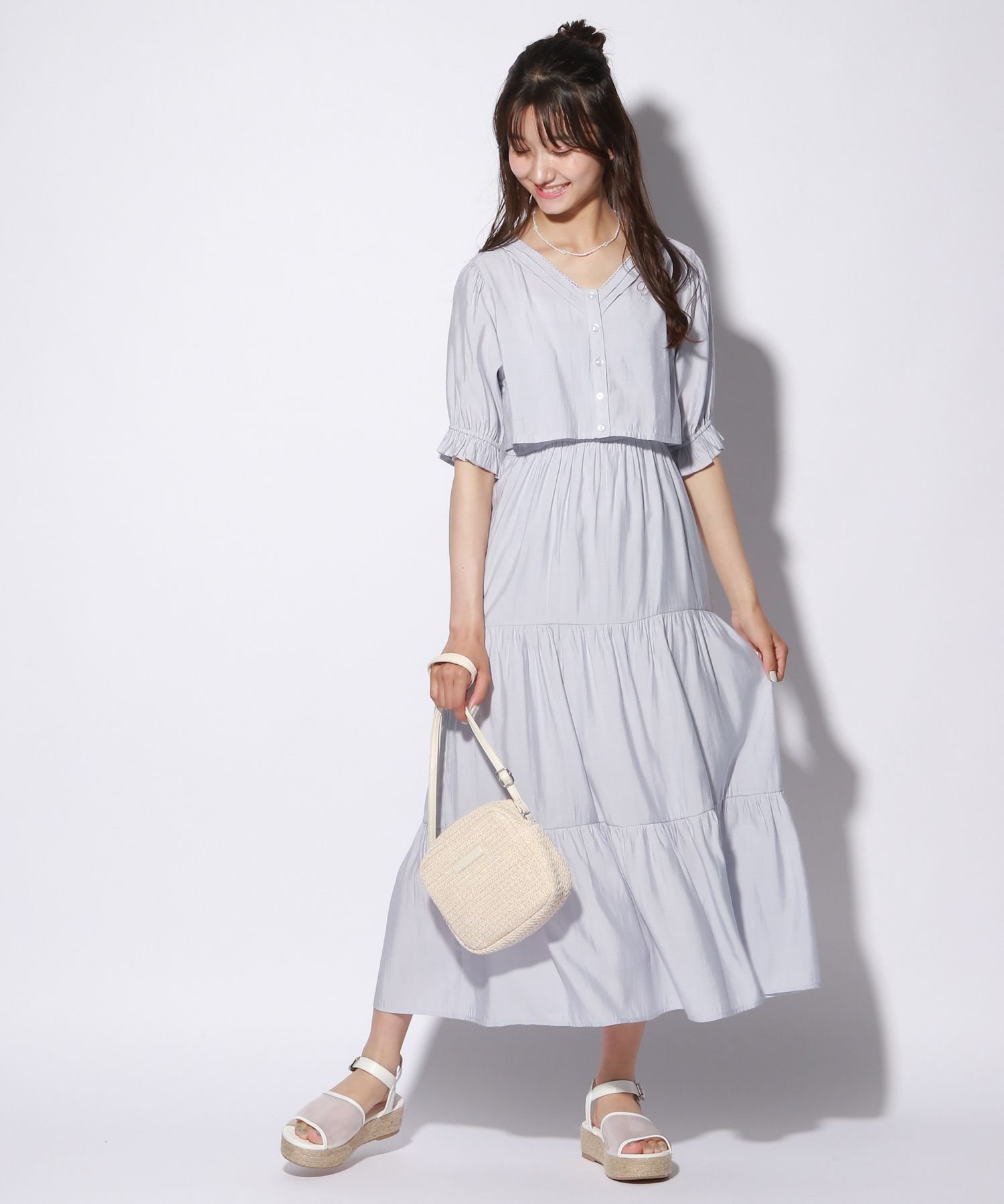 【SALE／16%OFF】repipi armario (K)ブラウスSETマルチWAYOP レピピアルマリオ ワンピース・ドレス その他のワンピース・ドレス グレー ベージュ【送料無料】のサムネイル