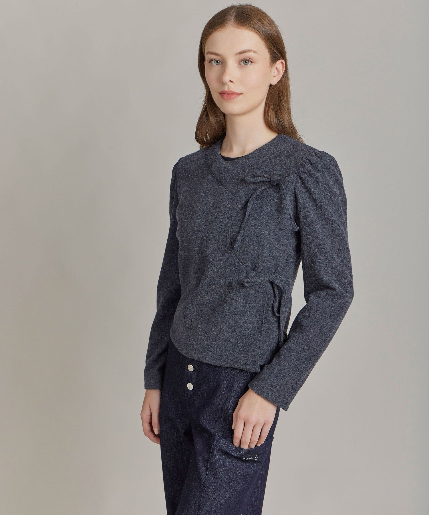 【Outlet】UBJ0 VESTE ジャケット アニエスベー ジャケット・アウター ノーカラージャケット グレー