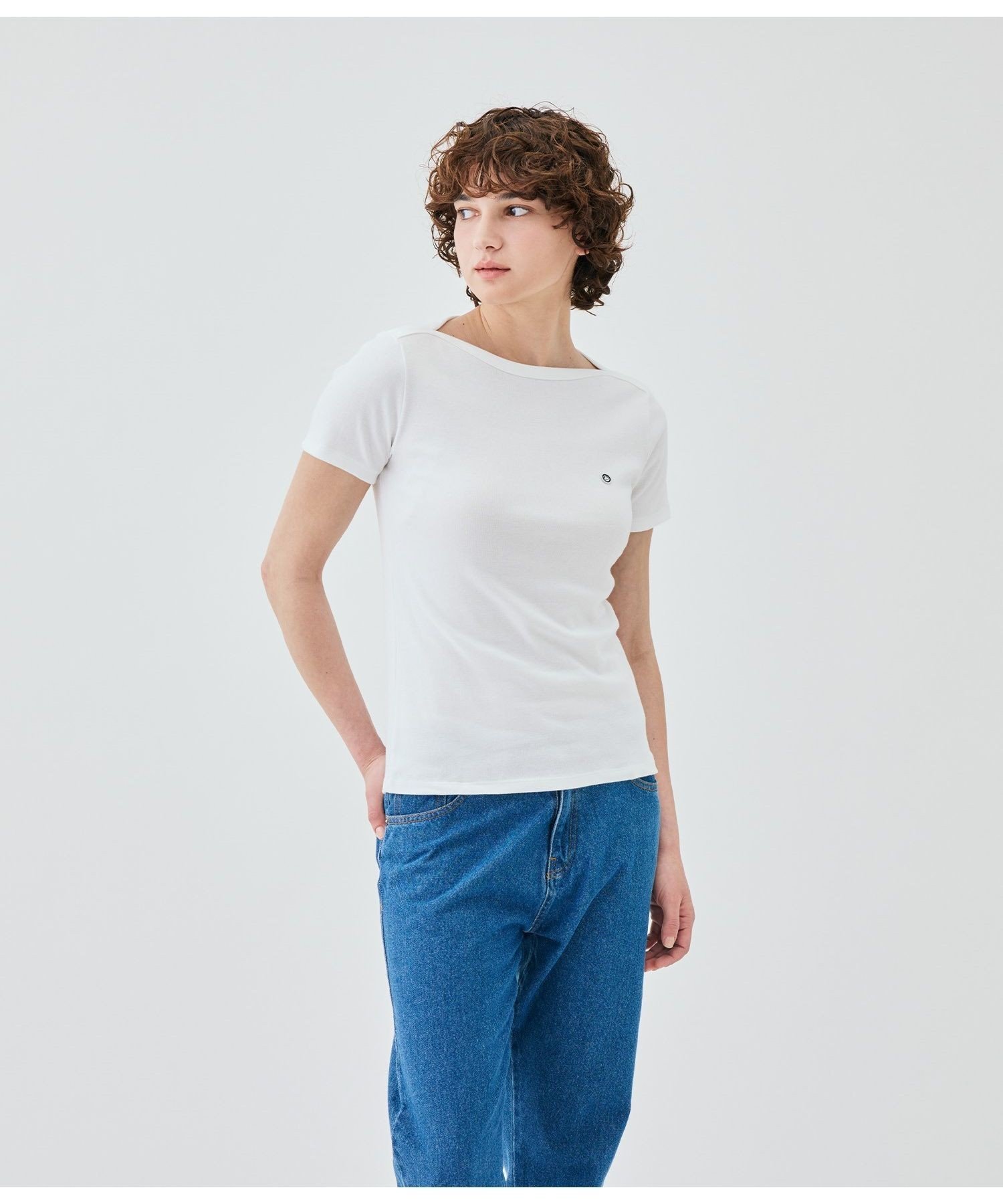 PETIT BATEAU ボートネック半袖Tシャツ プチバトー トップス カットソー・Tシャツ ネイビー ホワイト【送料無料】