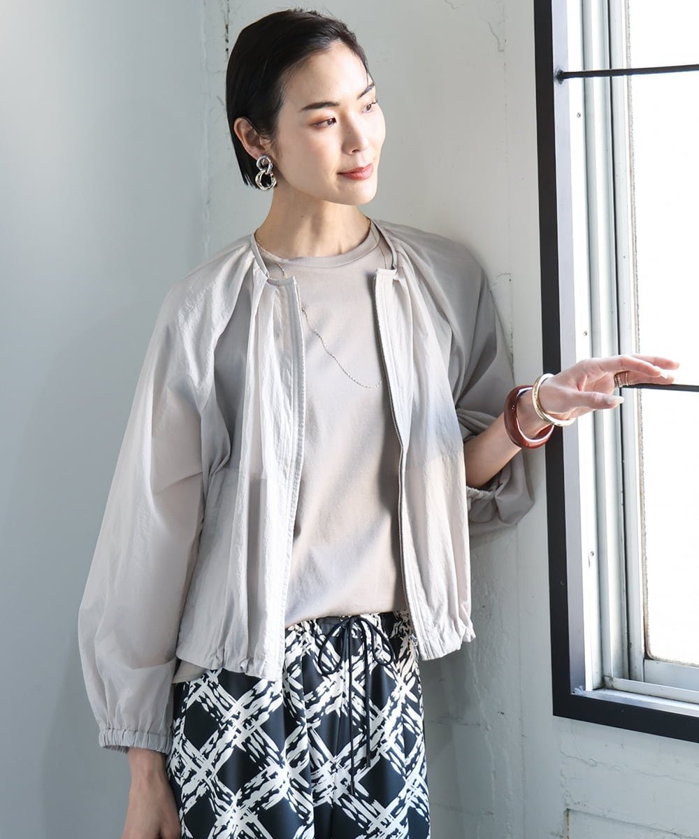 MICHEL KLEIN（小さいサイズ） [小さいサイズ]シアーノーカラーブルゾン(撥水加工) メゾンドゥサンク ジャケット・アウター その他のジャケット・アウター ブラック