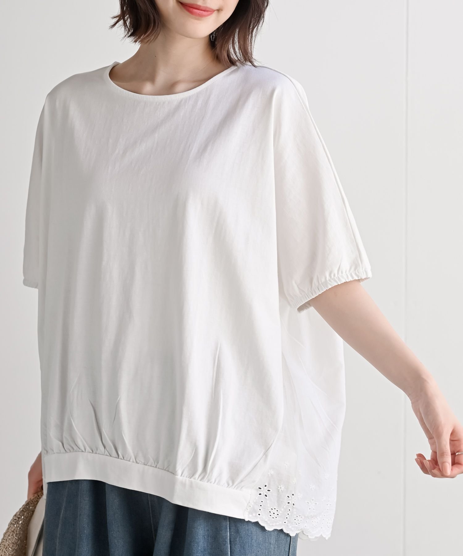 rps スカラップレース切替ドルマンT アールピーエス トップス カットソー・Tシャツ ホワイトのサムネイル