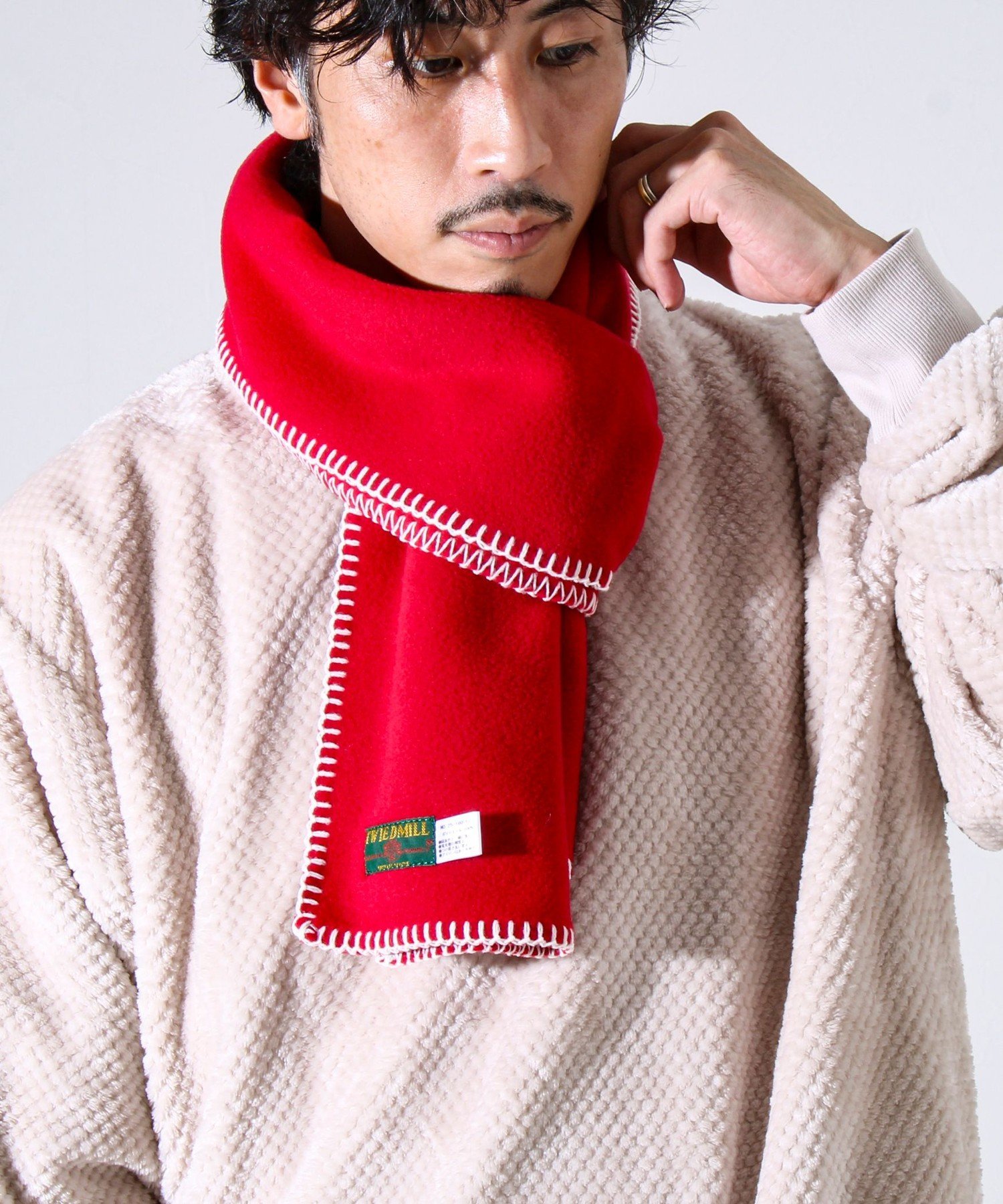 楽天Rakuten FashionGLOSTER 【GLOSTER別注】【TWEEDMILL】ブランケットステッチフリーススカーフ フレディ アンド グロスター ファッション雑貨 マフラー・ストール・ネックウォーマー ブラック グレー ホワイト グリーン レッド【送料無料】