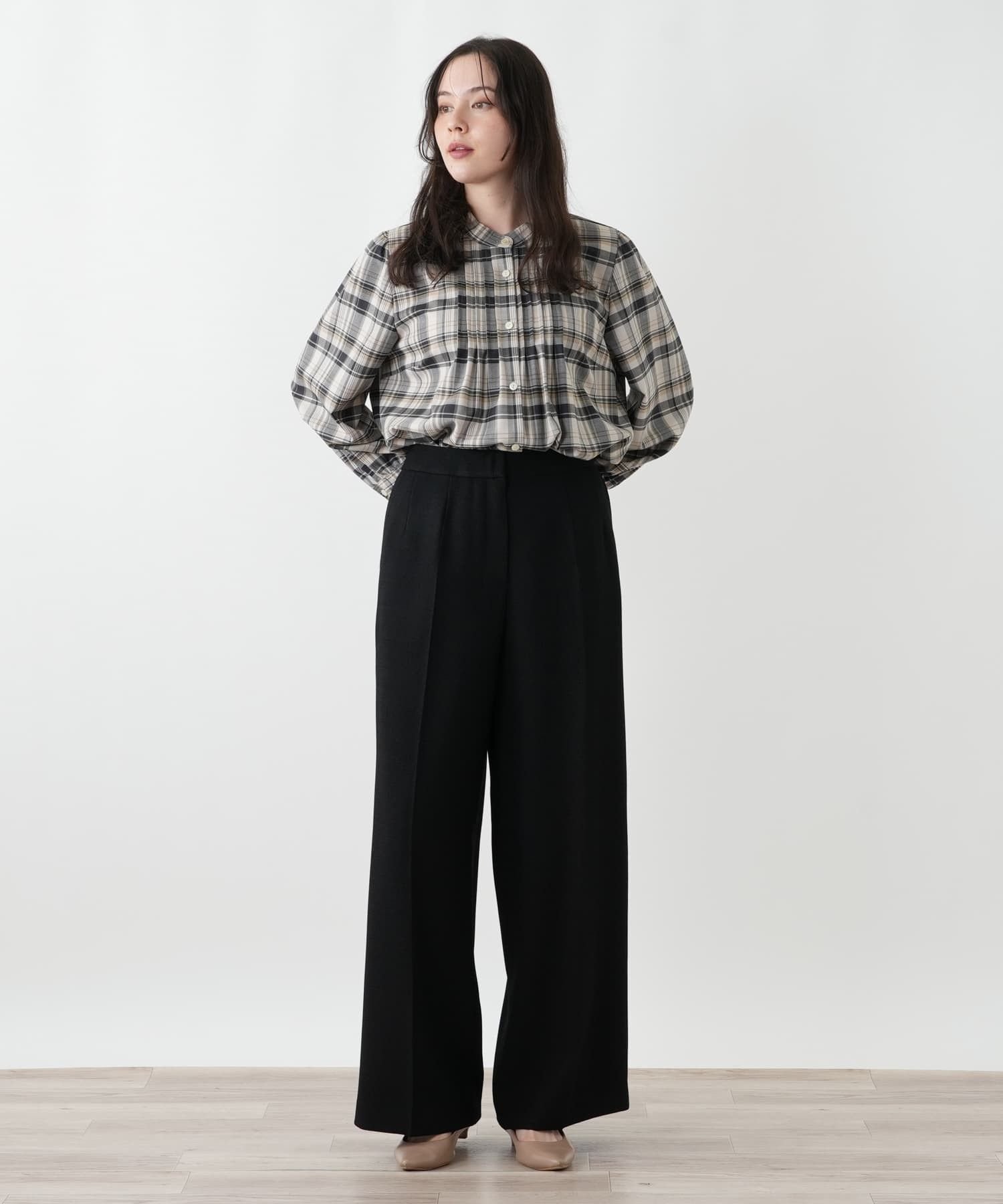 Leilian PLUS HOUSE ワイドパンツ レリアン プラスハウス パンツ その他のパンツ ベージュ ブラック
