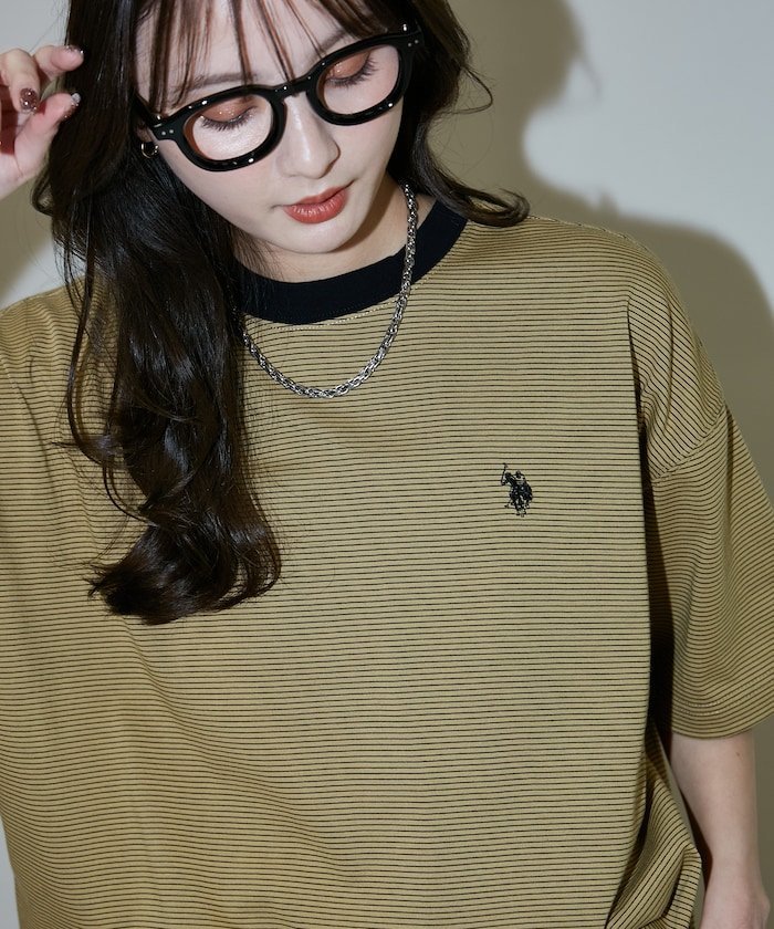 U.S. POLO ASSN. U.S. POLO ASSN. × PUBLUX/ユーエスポロアッスン 別注 ワンポイント 刺繍 ボーダー Tシャツ 限定展開 フリークスストア トップス カットソー・Tシャツ ネイビー ホワイト ブラック ベージュ