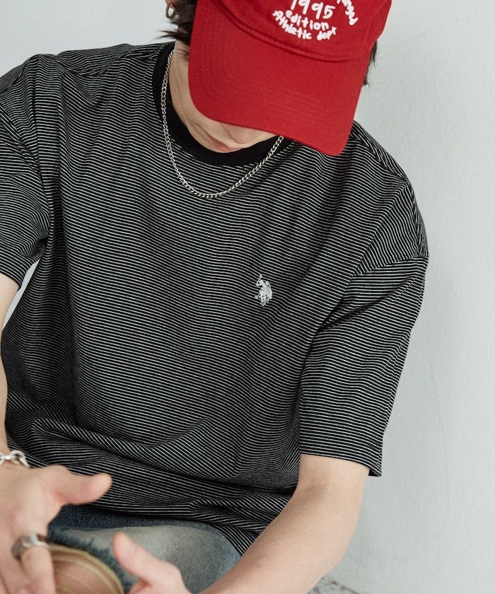 U.S. POLO ASSN. U.S. POLO ASSN. × PUBLUX/ユーエスポロアッスン 別注 ワンポイント 刺繍 ボーダー Tシャツ 限定展開 フリークスストア トップス カットソー・Tシャツ ネイビー ホワイト ブラック ベージュ