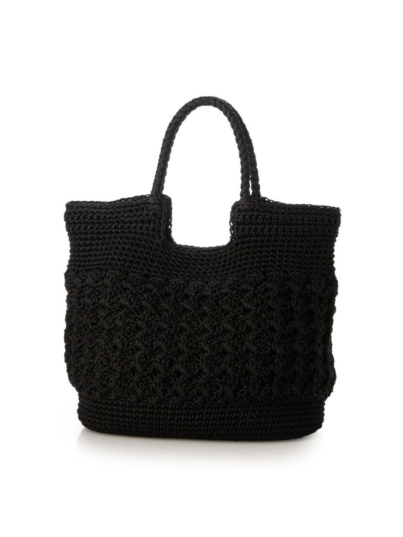 cache cache カシュカシュ cachecache / 柄編みベーシックトート カゴバッグ アンビリオン バッグ トートバッグ ブラック ネイビー【送料無料】
