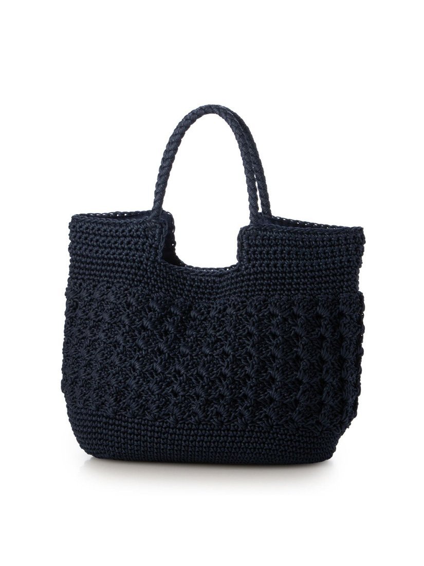 cache cache カシュカシュ cachecache / 柄編みベーシックトート カゴバッグ アンビリオン バッグ トートバッグ ブラック ネイビー【送料無料】