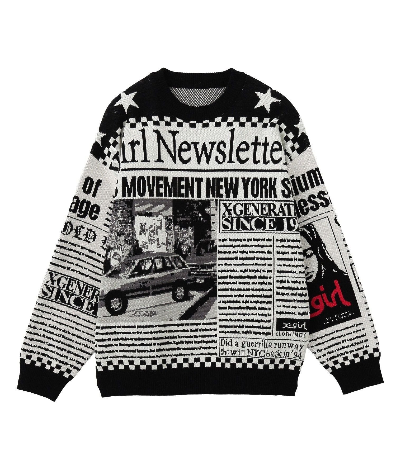 X-girl X-girl NEWS LETTER JACQUARD KNIT TOP エックスガール トップス ニット ホワイト【送料無料】