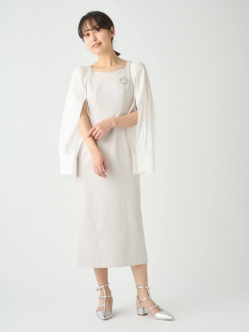 CELFORD 袖スリットタイトワンピース セルフォード ワンピース・ドレス その他のワンピース・ドレス グレー ブラック【送料無料】のサムネイル