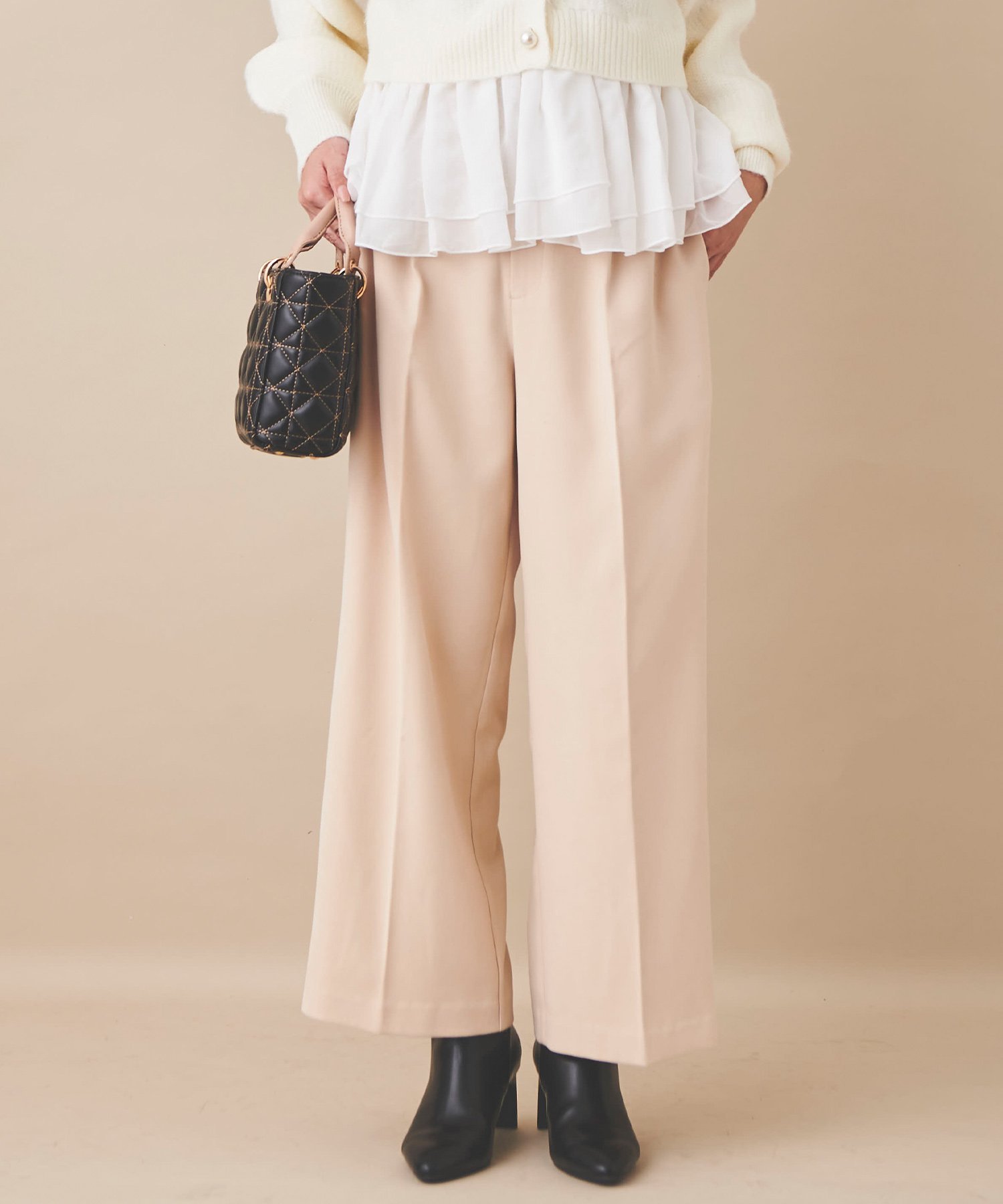 【SALE／20%OFF】31 Sons de mode ハイウエストワイドパンツ トランテアン ソン ドゥ モード パンツ その他のパンツ ホワイト ピンク ブラック ブルー【送料無料】のサムネイル