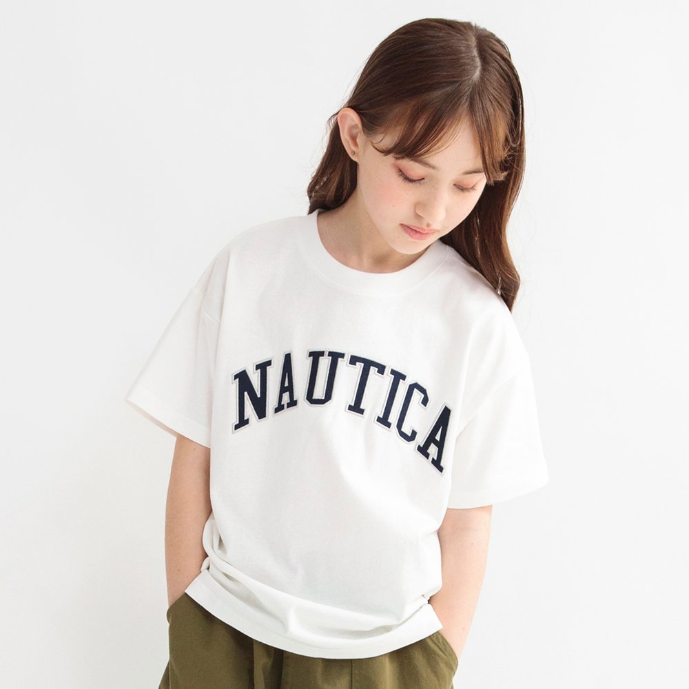 【SALE／20 OFF】NAUTICA 【NAUTICA/ノーティカ】アップリケロゴ半袖Tシャツ ブランシェス トップス カットソー Tシャツ ホワイト イエロー グリーン ブルー レッド ブラック