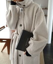 【SALE/60%OFF】andme フェイクリングウール ロングコート アンドミー ジャケット・アウター その他のジャケット・アウター ブラウン グレー ホワ...