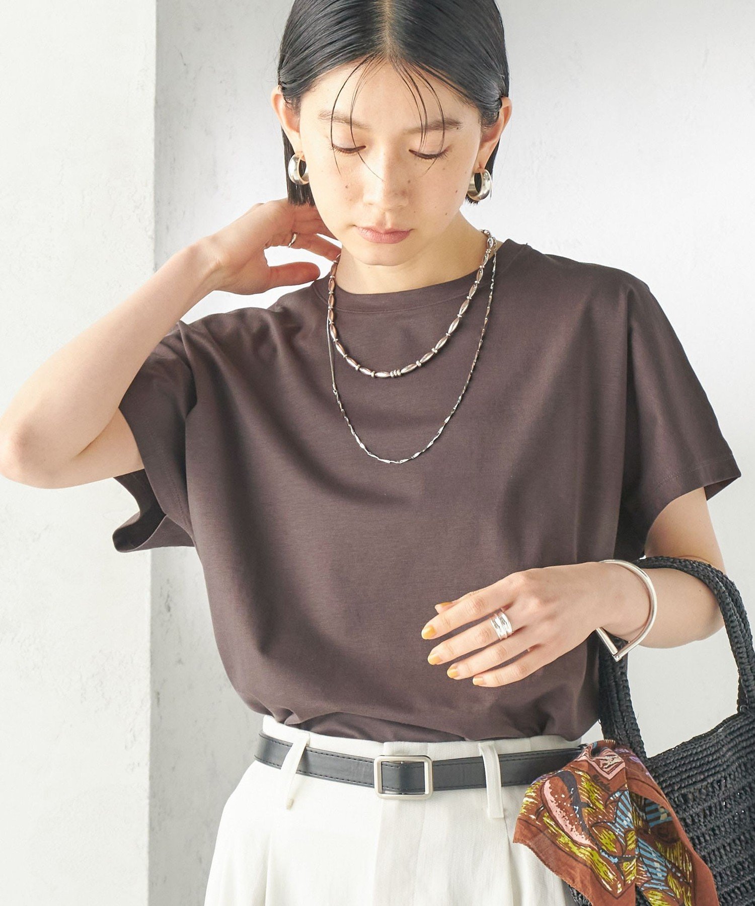 【SALE／30%OFF】SHIPS WOMEN ＜接触冷感＞ポンチ ドルマン TEE シップス トップス カットソー・Tシャツ ブラウン グレー ホワイト ブラック【送料無料】