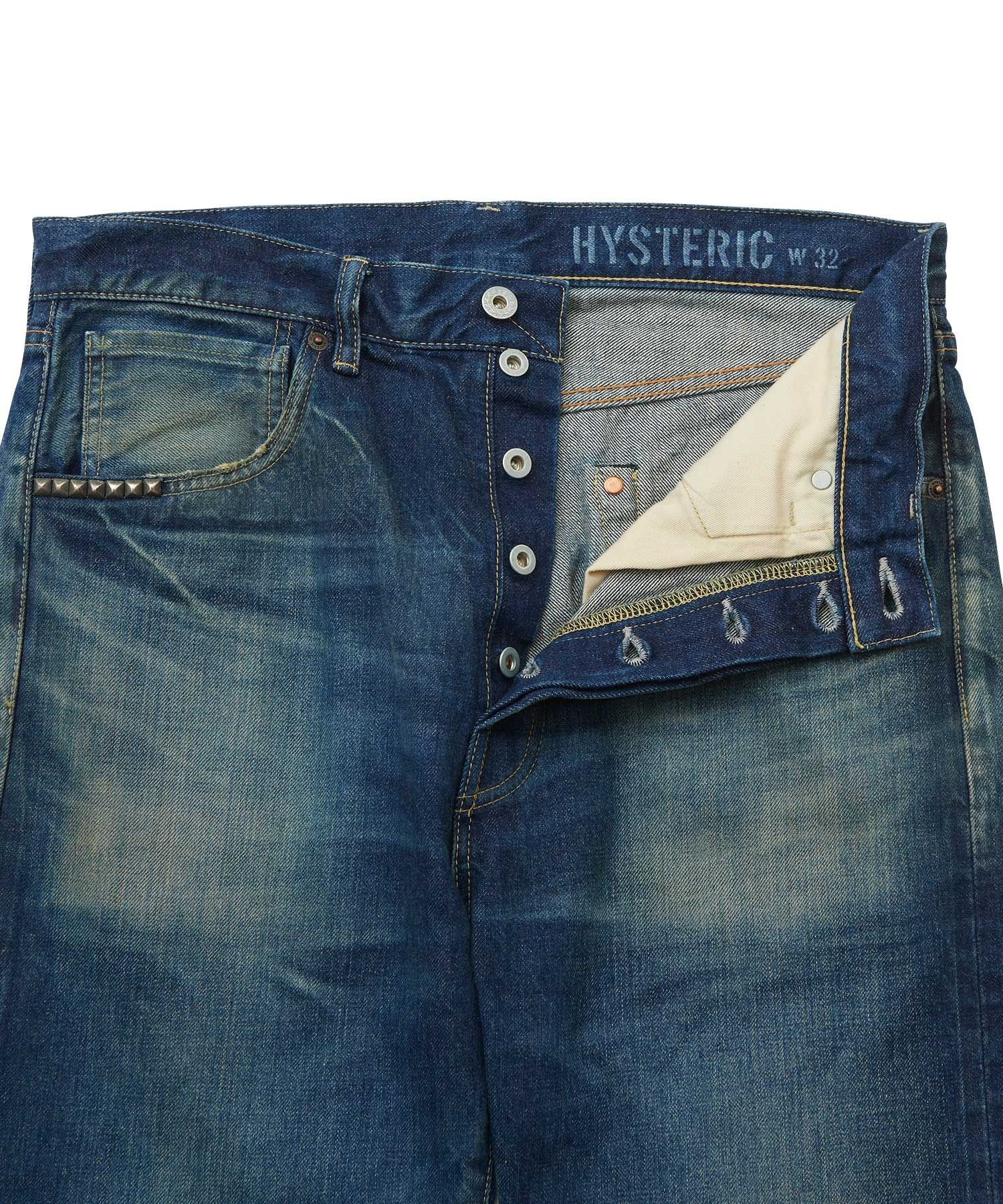 HYSTERIC GLAMOUR HRA加工 WW2ストレートデニムパンツ ヒステリックグラマー パンツ ジーンズ・デニムパンツ ブルー【送料無料】